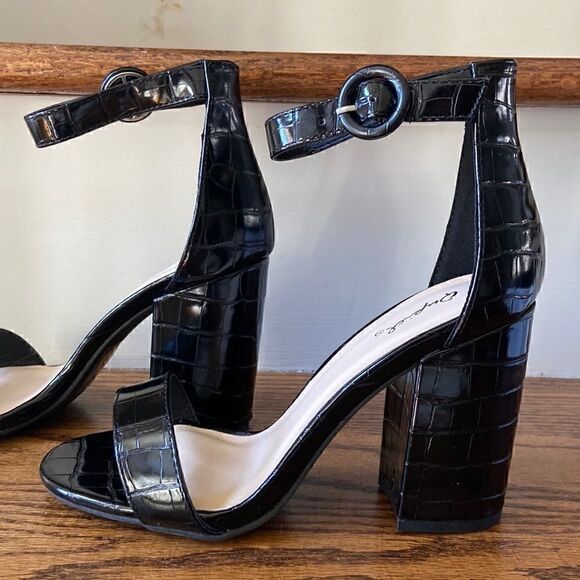 NEW! Black Croc Chunky Heel Size 10 - Picture 7 of 7